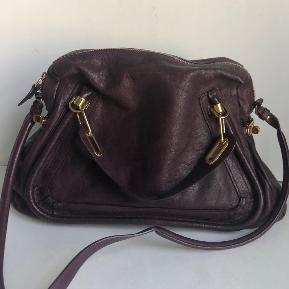 Chloe Paraty Burgundy Wine Large Satchel Bag